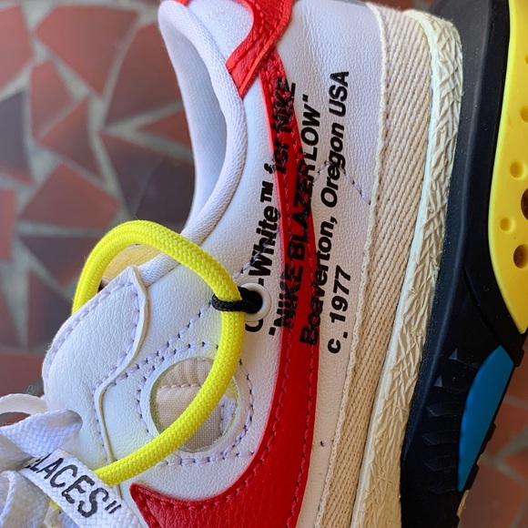 Nike White Sneakers with Red and Yellow Highlights - Picture 6 of 9